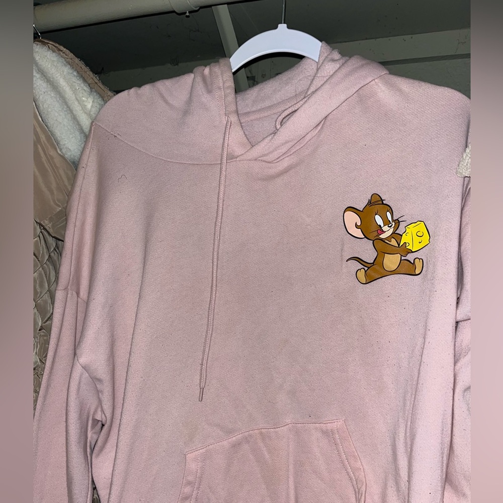 Pink Hoodie with Cartoon tom and Jerry Design